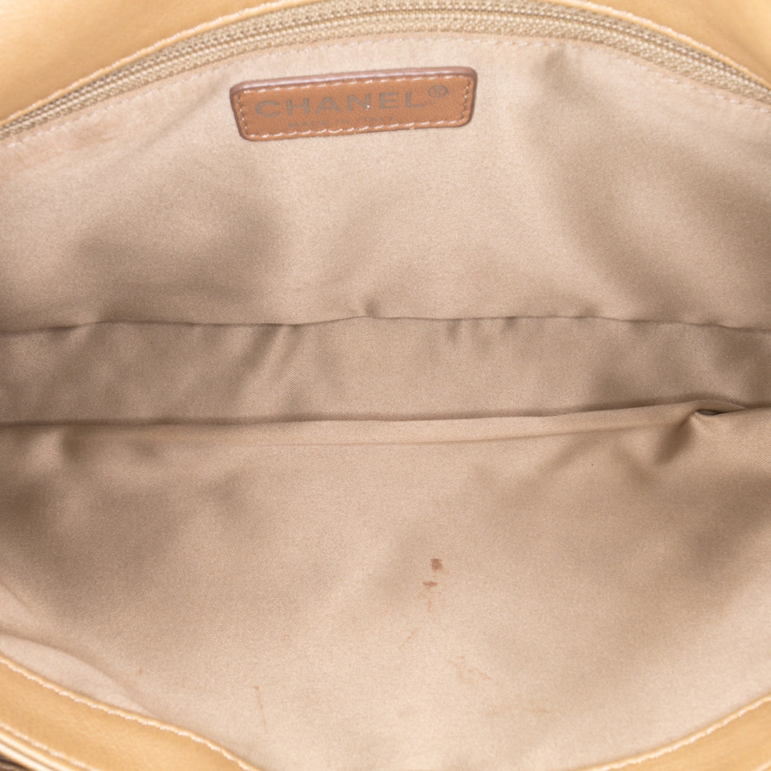 Quilted Lambskin Ultimate Stitch Flap Brown - Gaby Paris