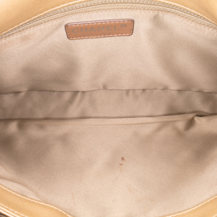 Quilted Lambskin Ultimate Stitch Flap Brown - Gaby Paris