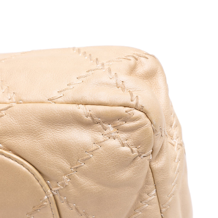 Quilted Lambskin Ultimate Stitch Flap Brown - Gaby Paris