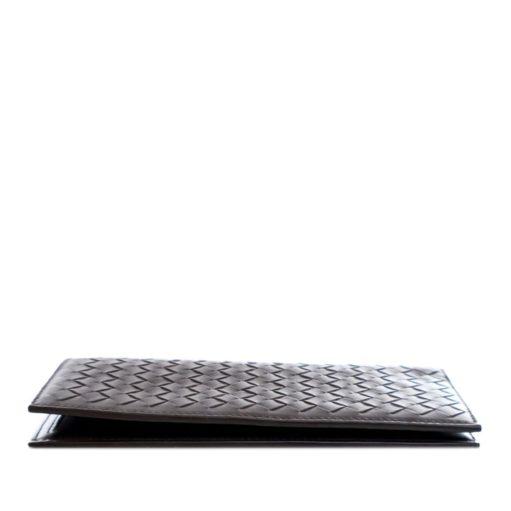 Lambskin Intrecciato Bifold Long Wallet Brown - Gaby Paris