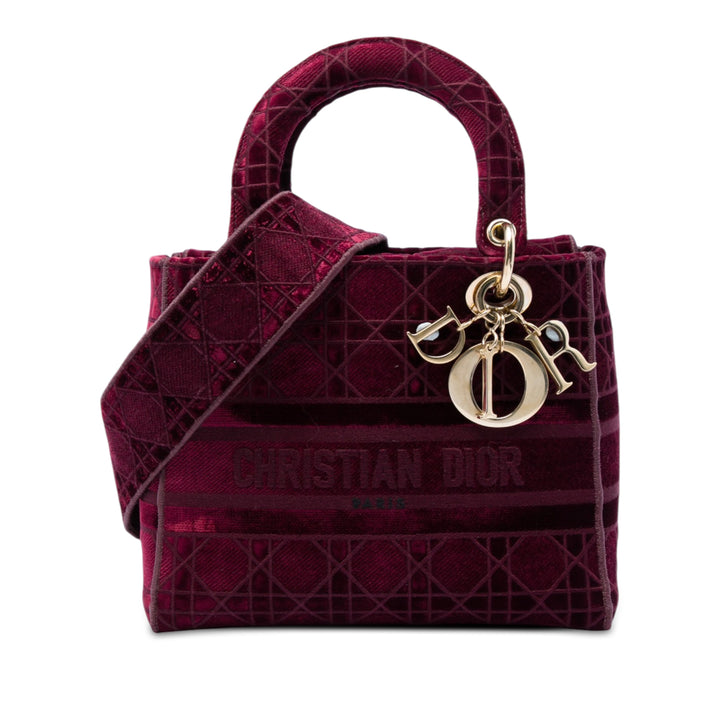 Lady D-Lite Cannage brodé Moyen Rouge