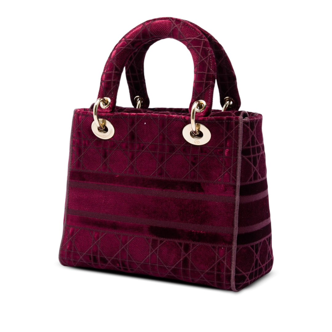 Lady D-Lite Cannage brodé Moyen Rouge