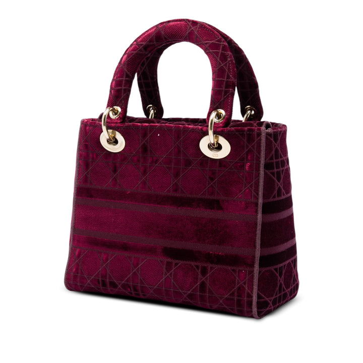 Lady D-Lite Cannage brodé Moyen Rouge