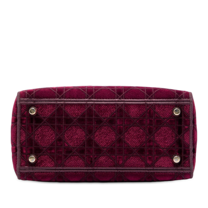 Lady D-Lite Cannage brodé Moyen Rouge
