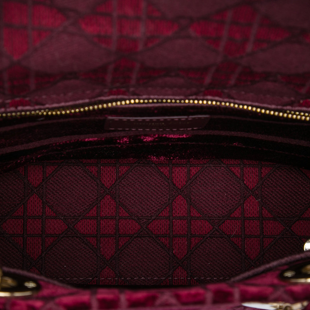 Lady D-Lite Cannage brodé Moyen Rouge