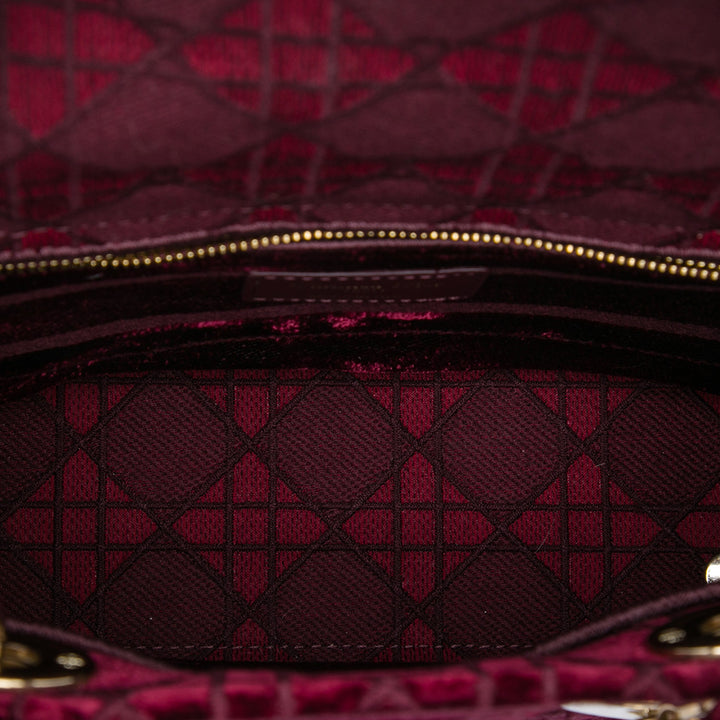 Lady D-Lite Cannage brodé Moyen Rouge