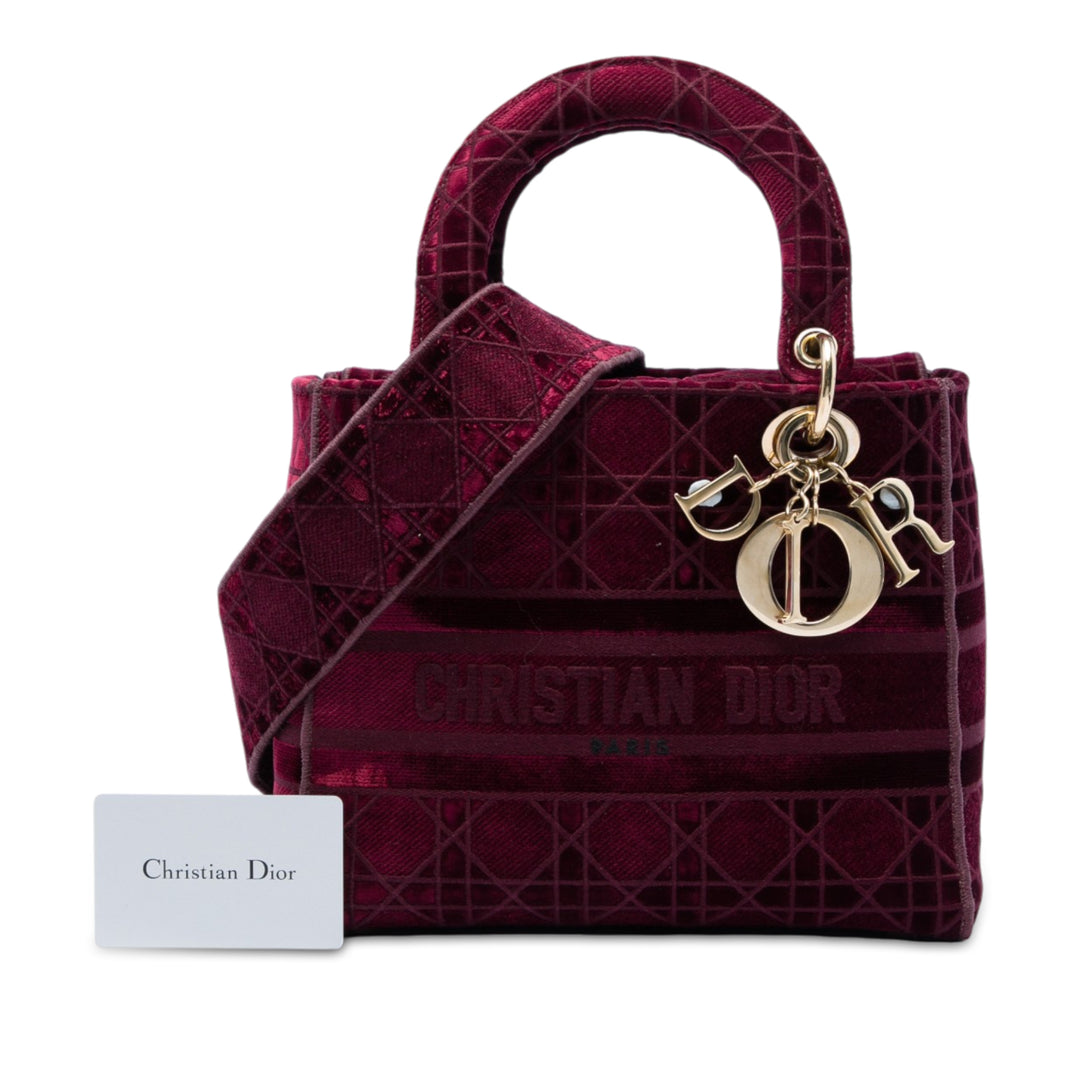 Lady D-Lite Cannage brodé Moyen Rouge
