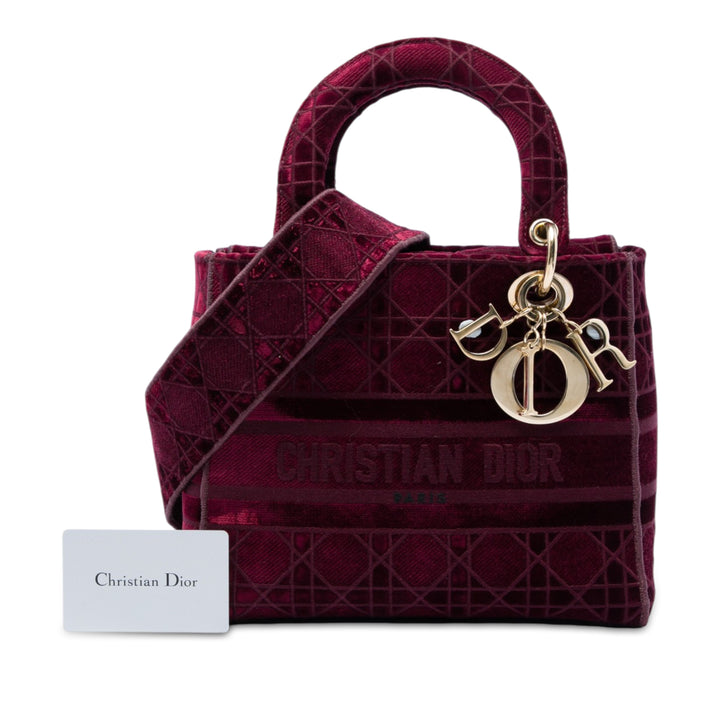Lady D-Lite Cannage brodé Moyen Rouge