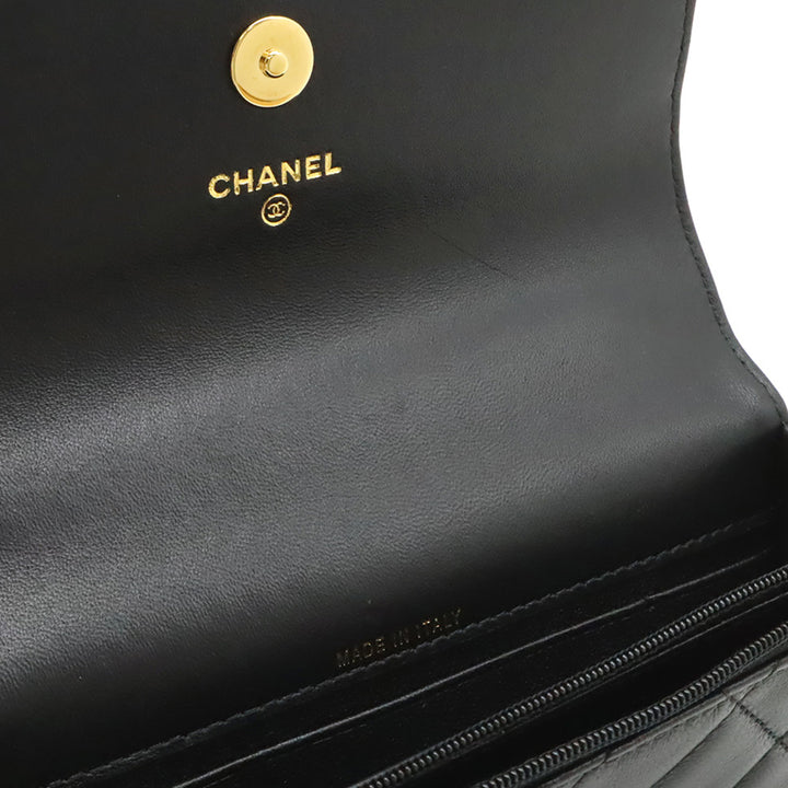 Chanel CC Matelassé Cuir d’agneau Wooden Beads anse supérieure Wallet on Chain