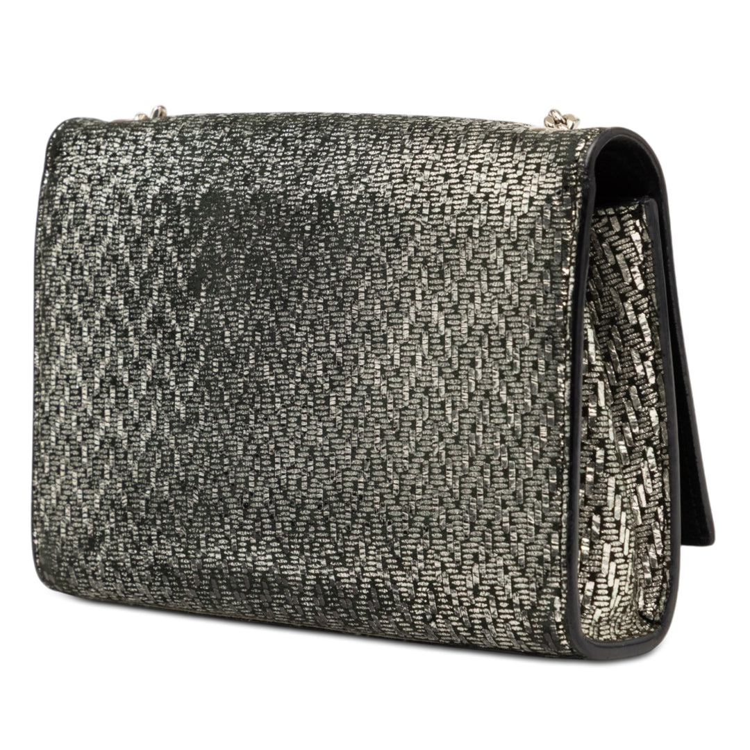Saint Laurent Small Metallic Chevron Cuir de veau Monogram Kate Sac porté croisé