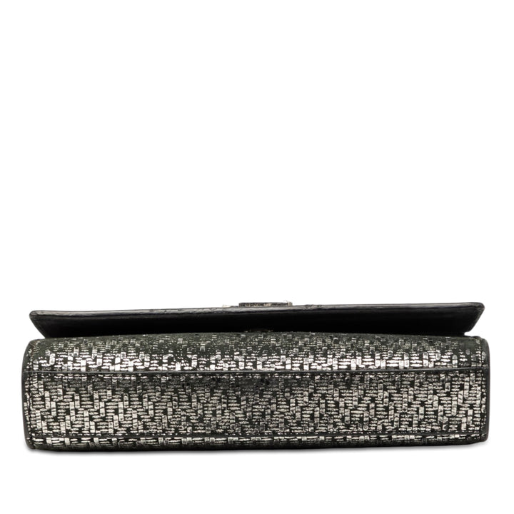 Saint Laurent Small Metallic Chevron Cuir de veau Monogram Kate Sac porté croisé