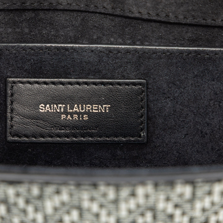 Saint Laurent Small Metallic Chevron Cuir de veau Monogram Kate Sac porté croisé