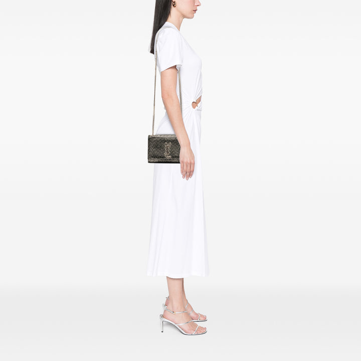 Saint Laurent Small Metallic Chevron Cuir de veau Monogram Kate Sac porté croisé