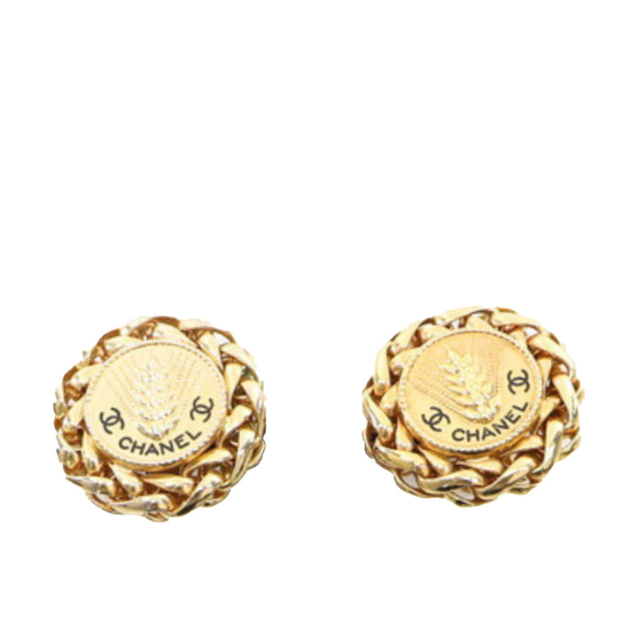 Gold Plated CC Wheat Clip On Earrings Gold - Gaby Paris