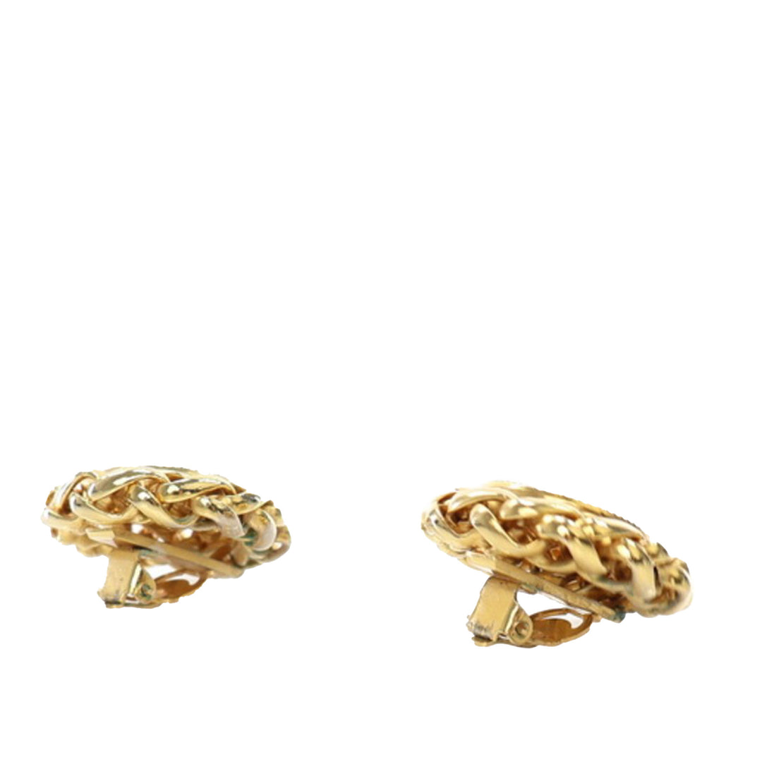 Gold Plated CC Wheat Clip On Earrings Gold - Gaby Paris