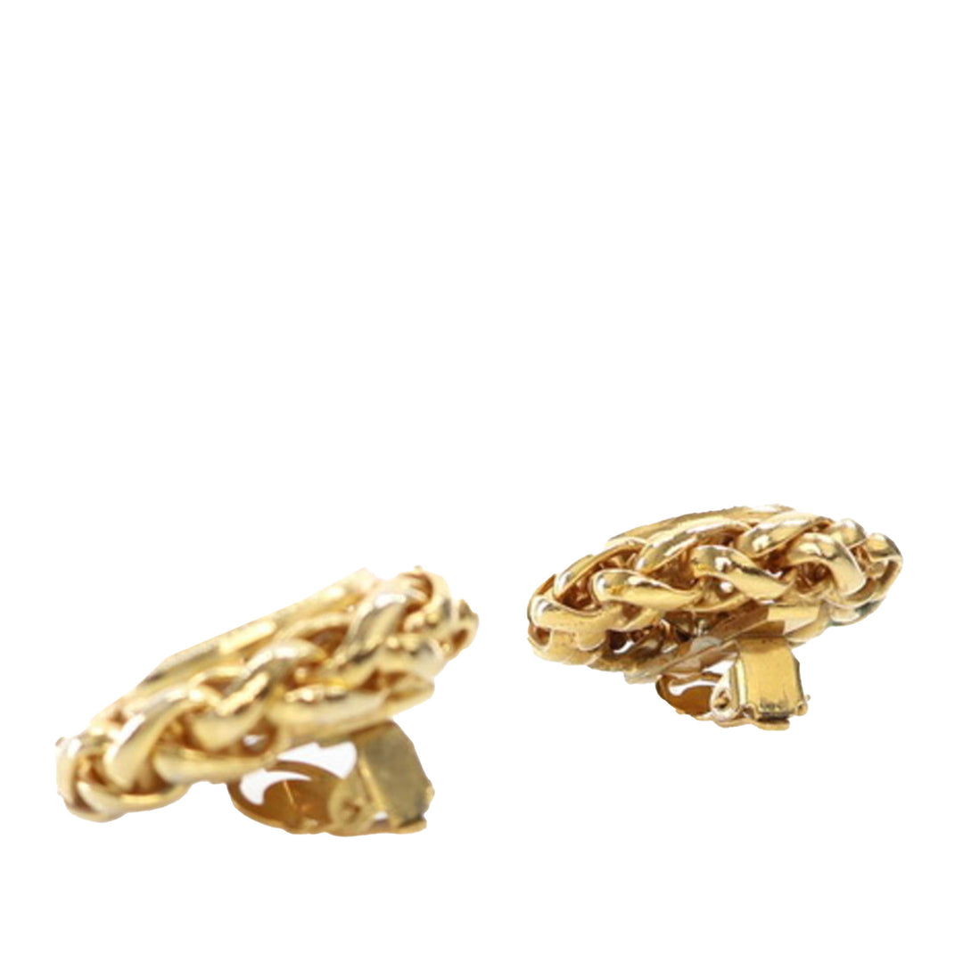 Gold Plated CC Wheat Clip On Earrings Gold - Gaby Paris