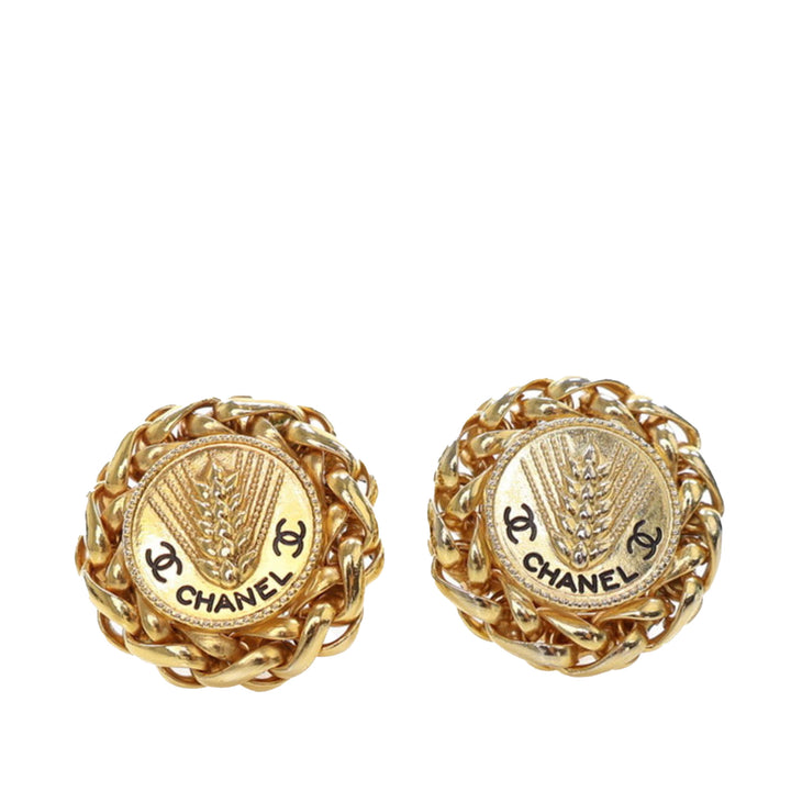 Gold Plated CC Wheat Clip On Earrings Gold - Gaby Paris