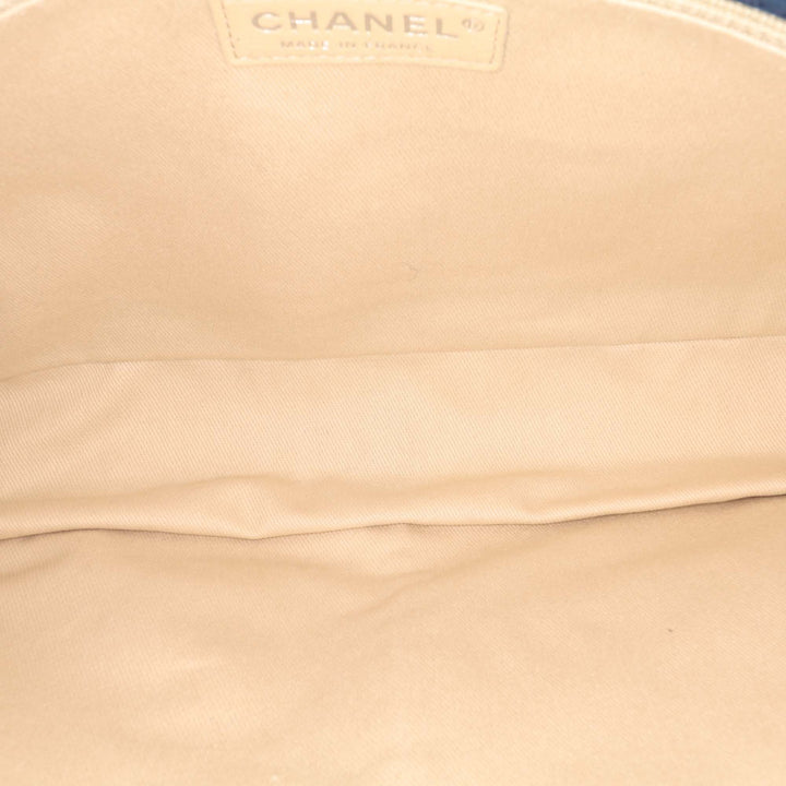 Medium Quilted Nubuck Natural Beauty Split Pocket Flap Blue - Gaby Paris