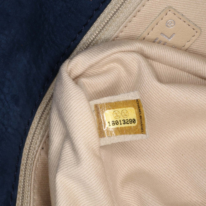 Medium Quilted Nubuck Natural Beauty Split Pocket Flap Blue - Gaby Paris