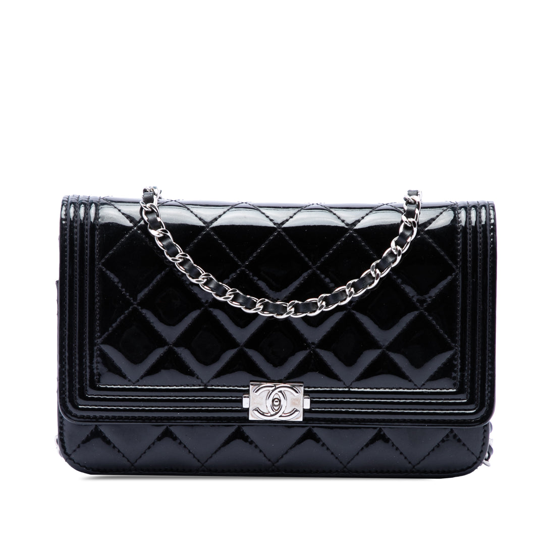 Chanel Matelassé Cuir verni Boy Wallet on Chain