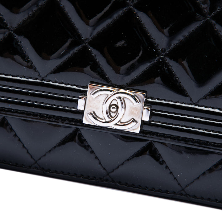 Chanel Matelassé Cuir verni Boy Wallet on Chain
