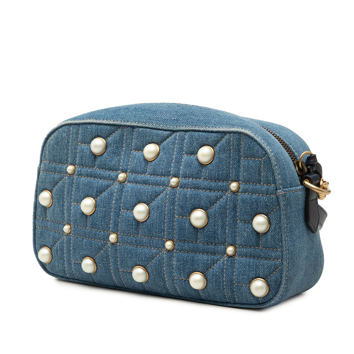 GG Marmont Perle clouté Sac Petit Jean Bleu