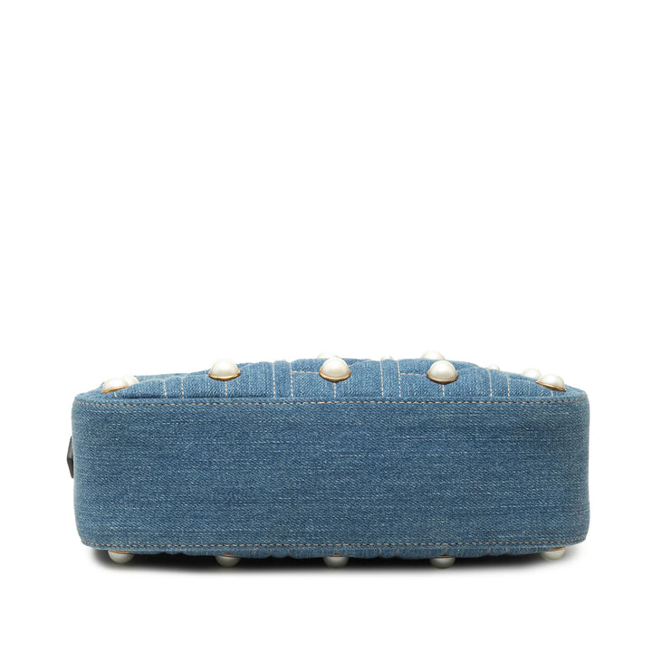 GG Marmont Perle clouté Sac Petit Jean Bleu
