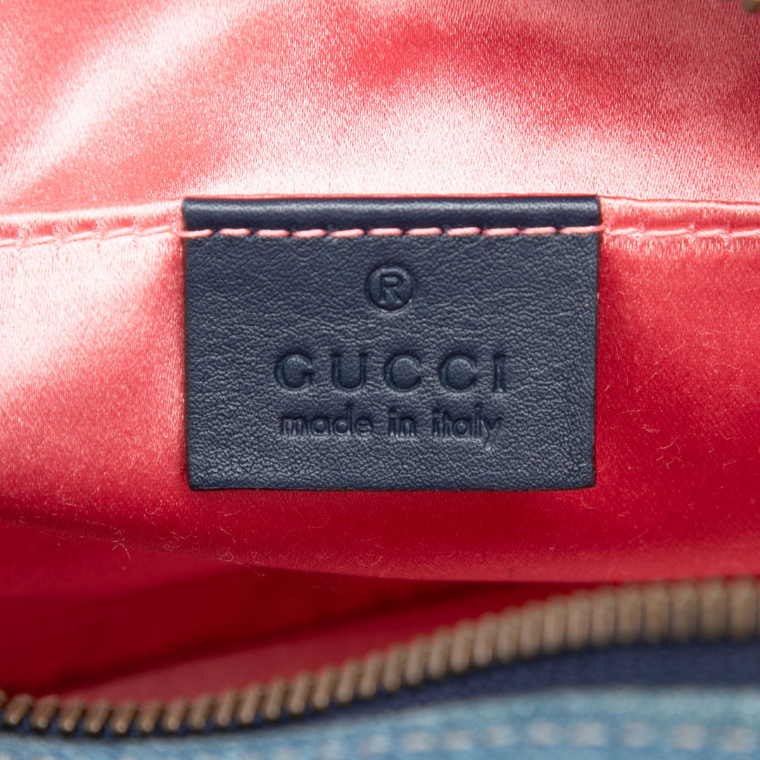 GG Marmont Perle clouté Sac Petit Jean Bleu