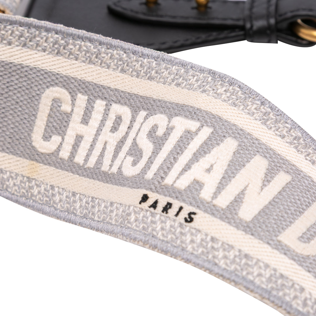 Dior Embroidered Toile Logo Bag Strap Gris