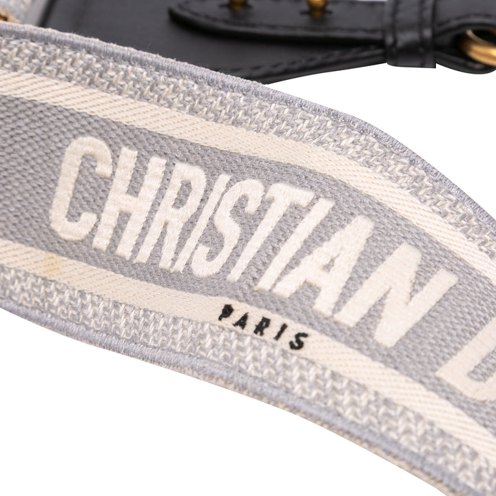 Dior Embroidered Toile Logo Bag Strap Gris