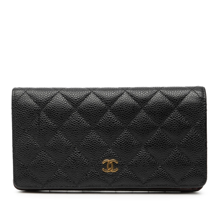 Chanel CC Matelassé Caviar Yen Portefeuille