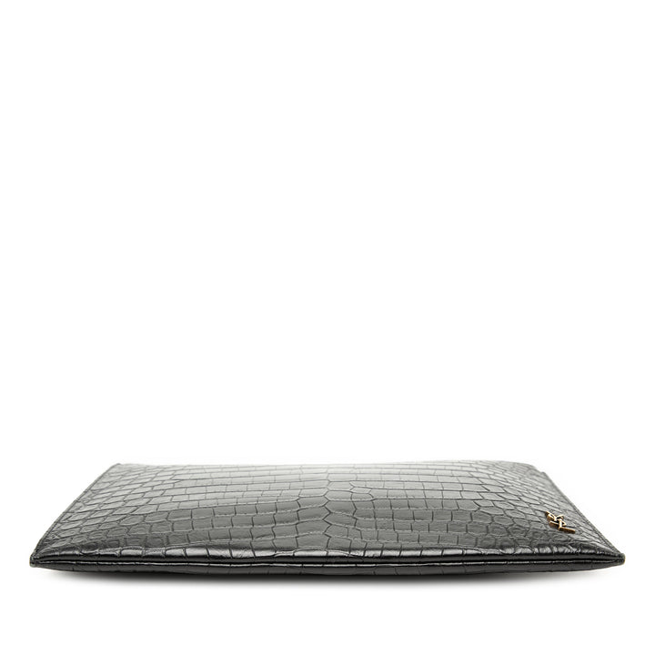 Saint Laurent Croc embossé Cuir Tiny Monogram Zipped Tablet Holder