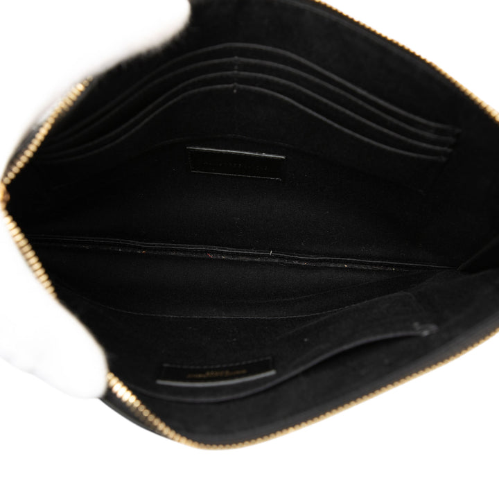 Saint Laurent Croc embossé Cuir Tiny Monogram Zipped Tablet Holder