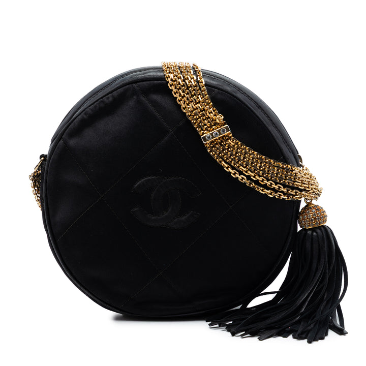 Chanel CC Matelassé Satin Pompon Rond Sac bandoulière