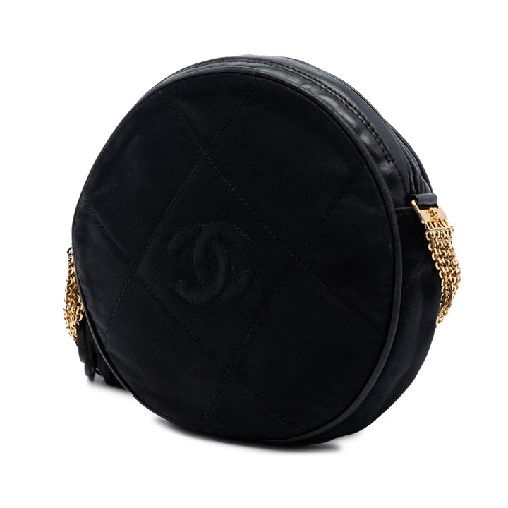 Chanel CC Matelassé Satin Pompon Rond Sac bandoulière