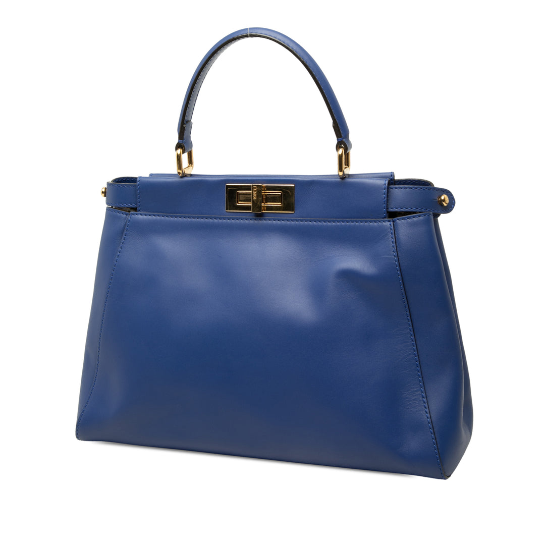 Fendi Sac à main Peekaboo Iconic Moyen Cuir de veau Bleu – vue 2 – GABY PARIS
