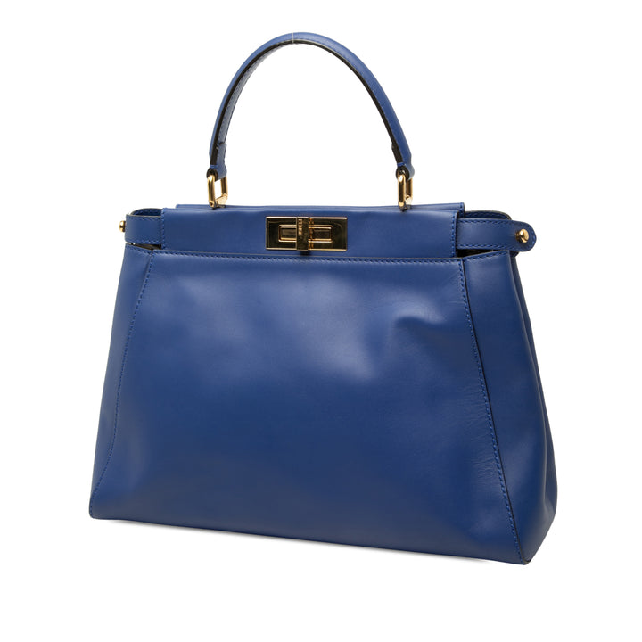 Fendi Sac à main Peekaboo Iconic Moyen Cuir de veau Bleu – vue 2 – GABY PARIS