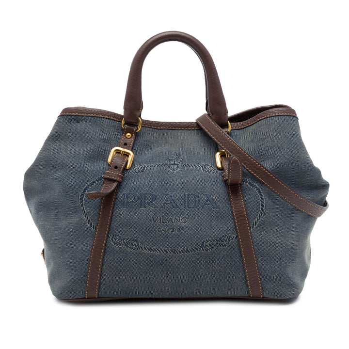Vitello Daino à finitions Canapa Logo Sac Bleu