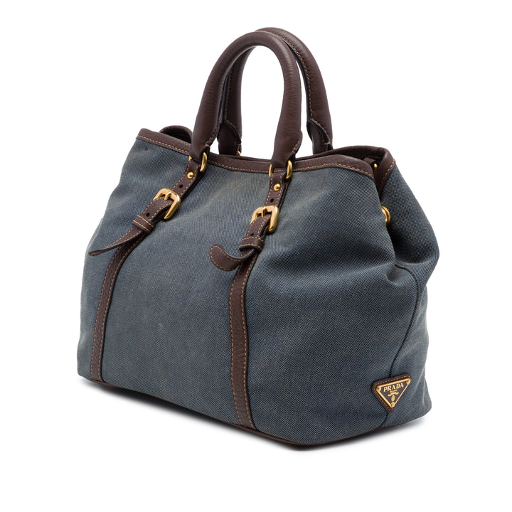 Vitello Daino à finitions Canapa Logo Sac Bleu
