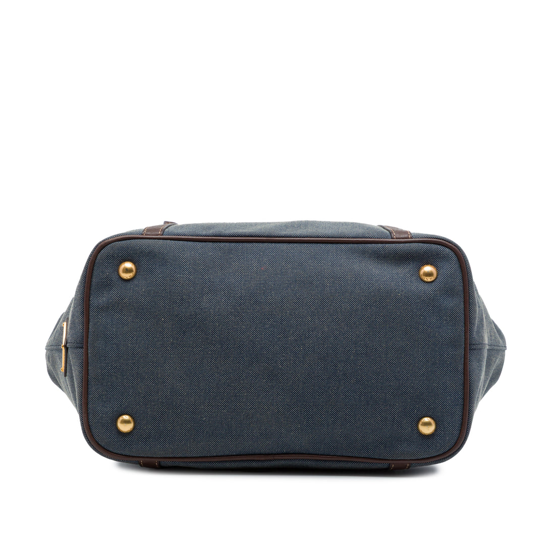 Vitello Daino à finitions Canapa Logo Sac Bleu