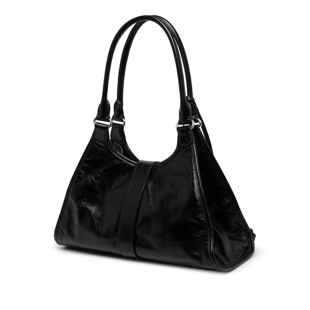 Prada Glossy Sac Moyen Cuir de veau Noir – vue 2 – GABY PARIS