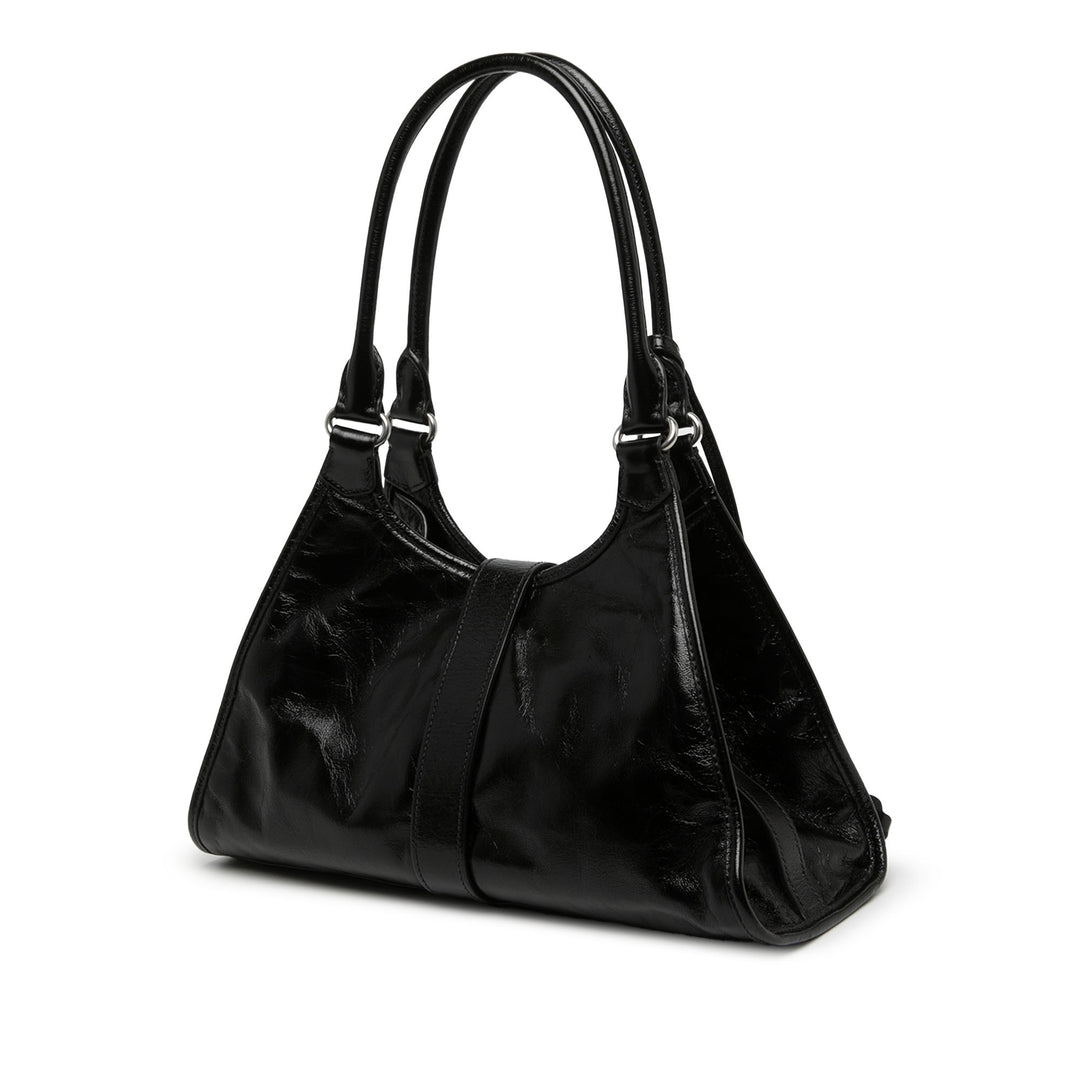 Prada Glossy Sac Moyen Cuir de veau Noir – vue 2 – GABY PARIS