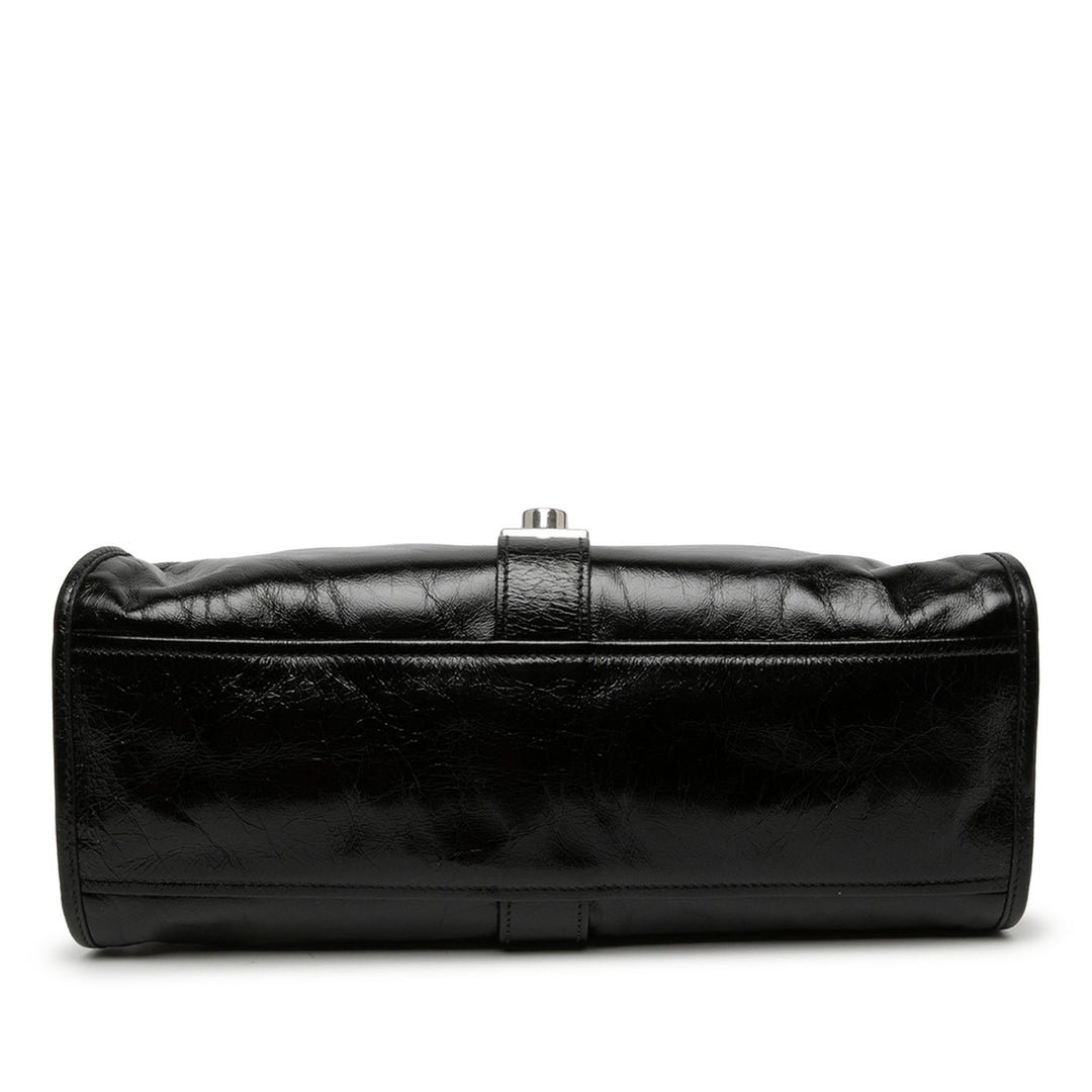 Prada Glossy Sac Moyen Cuir de veau Noir – vue 3 – GABY PARIS
