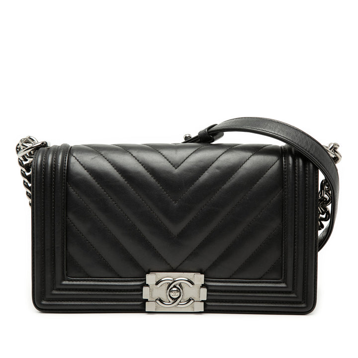 Chanel Old Medium Chevron Cuir d’agneau Boy à rabat