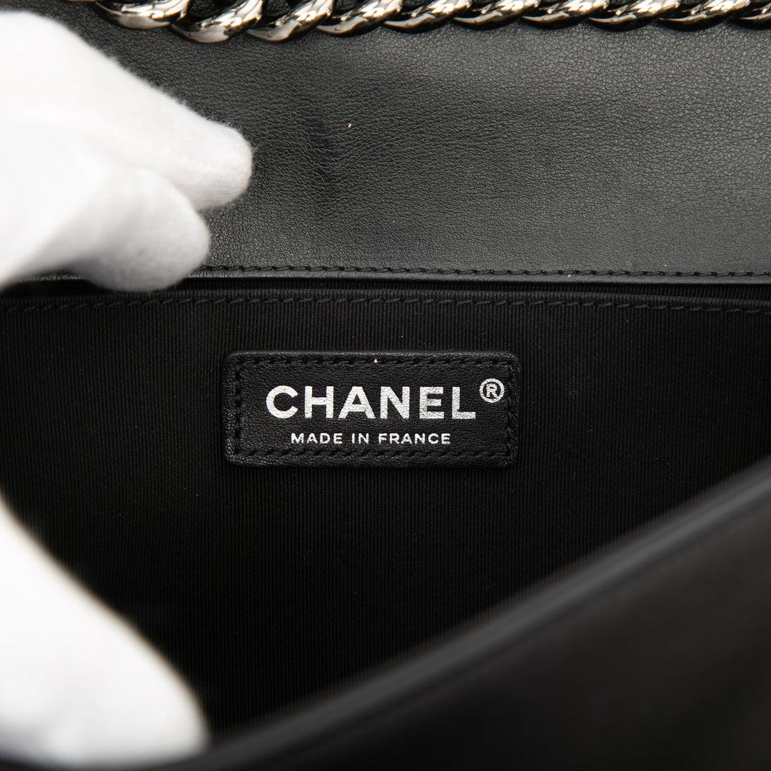 Chanel Old Medium Chevron Cuir d’agneau Boy à rabat
