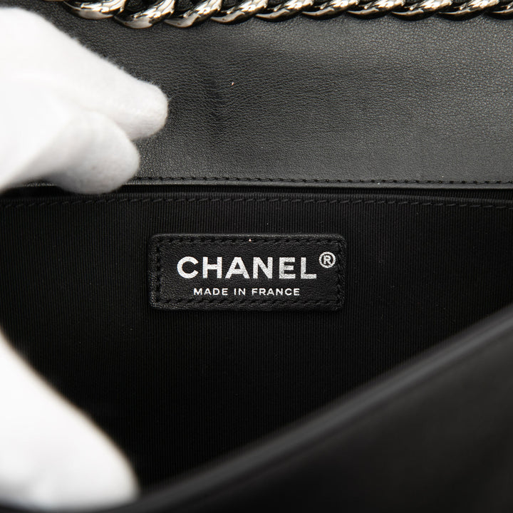 Chanel Old Medium Chevron Cuir d’agneau Boy à rabat