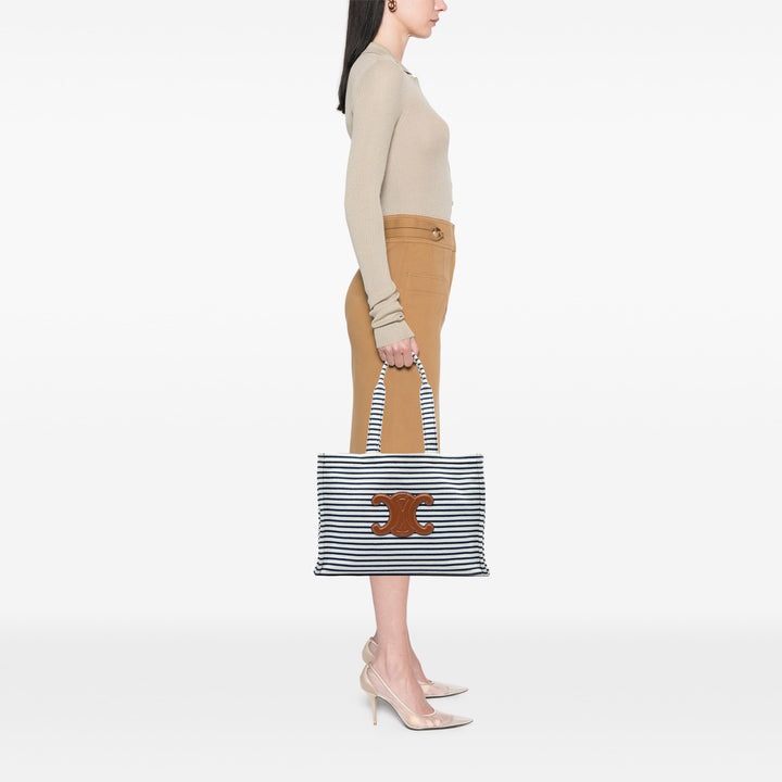 Celine Triomphe Rayé Cabas Thais Cabas Grand Blanc – vue 5 – GABY PARIS
