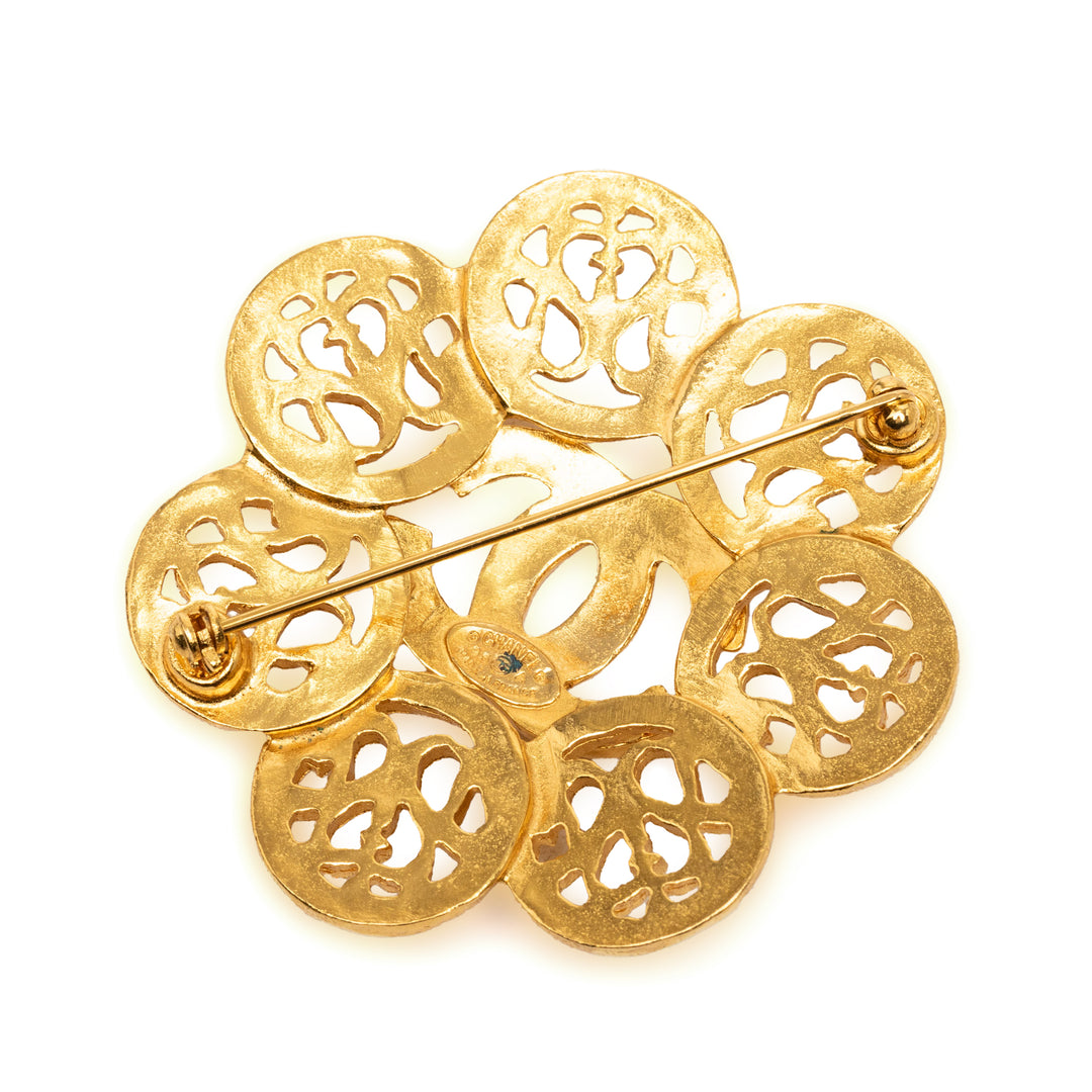 Chanel CC plaqué Flower Pin Broche Métal