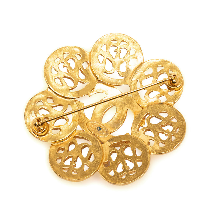Chanel CC plaqué Flower Pin Broche Métal