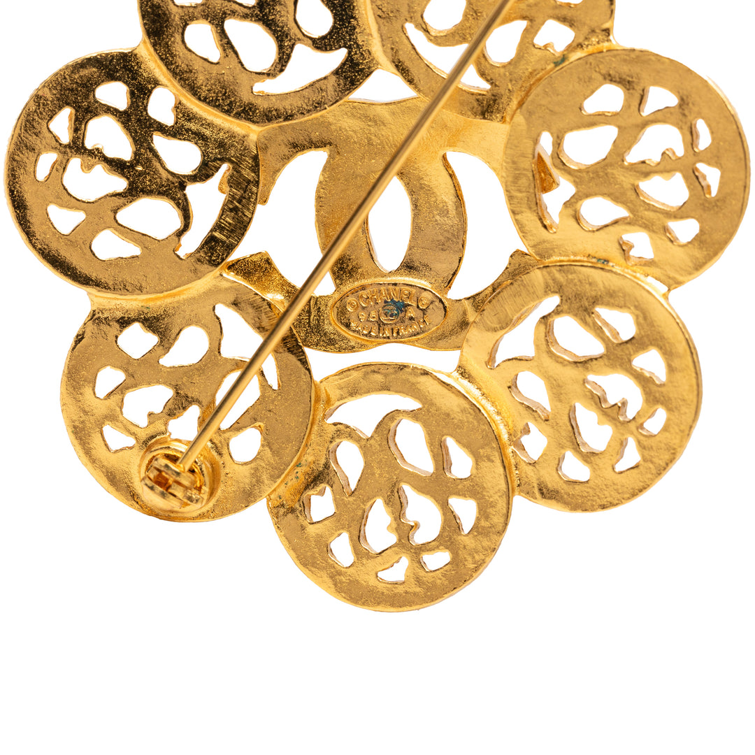 Chanel CC plaqué Flower Pin Broche Métal